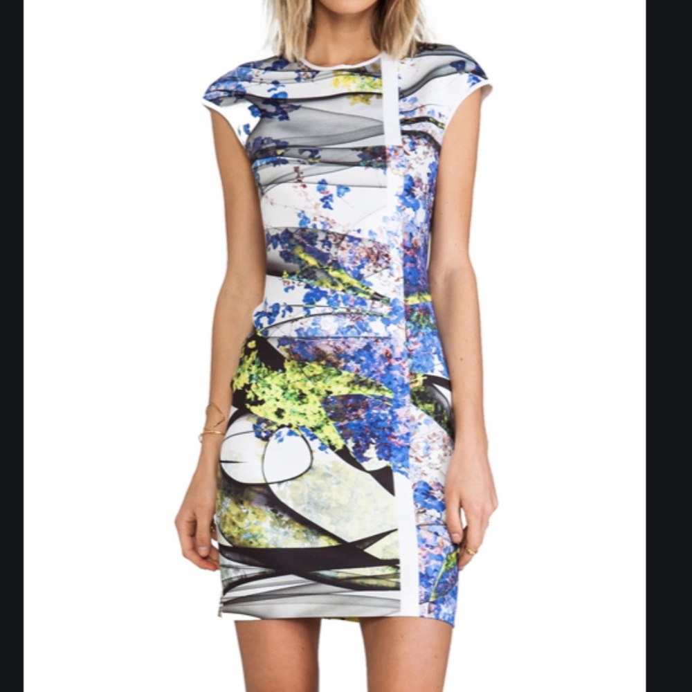 Clover Canyon Galactic Space Garden Print Dress